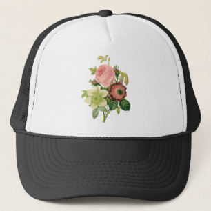 Vintage Blumen, Anemonen Rosen Clematis von Redout Truckerkappe