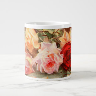 Vintage-Blumen-Antik-Rosen-Blumen-Stillleben-Kunst Jumbo-Tasse