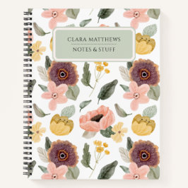 Vintage-Blumen-Aquarell-Notizbuch Notizblock