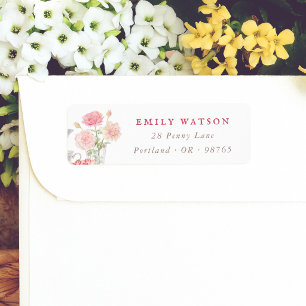 Vintage-Blumen-Aquarell-Rosa-Rücksendeadresse