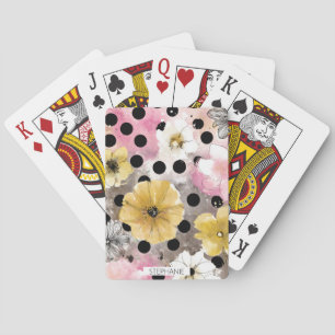 Vintage-Blumen-Aquarell-Tupfen-Kunst (3) Spielkarten