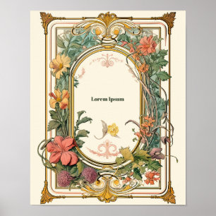 Vintage-Blumen-Art Nouveau Poster