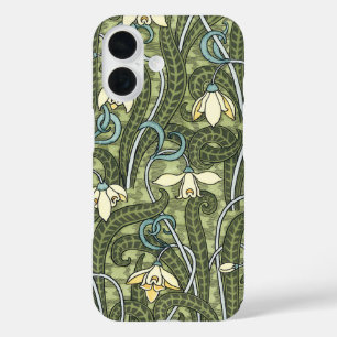 Vintage-Blumen Art Nouveau Schneeglöckchen-Blumen iPhone 16 Hülle
