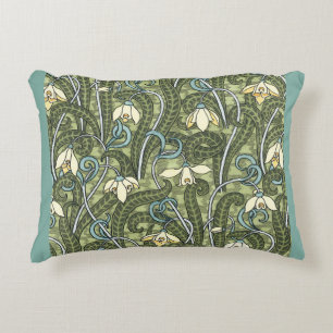 Vintage-Blumen Art Nouveau Schneeglöckchen-Blumen Zierkissen