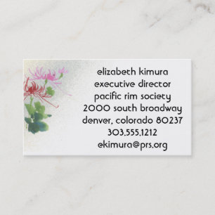 Vintage Blumen-asiatische Art-Geschäfts-Karten Visitenkarte