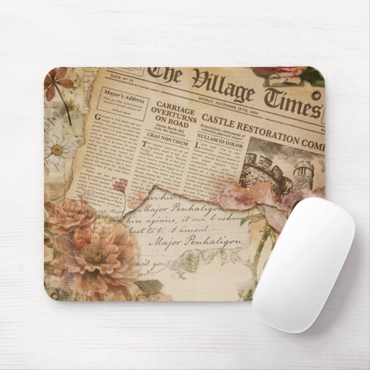 Vintage-Blumen-Ästhetik Süß Mousepad (Mit Mouse)