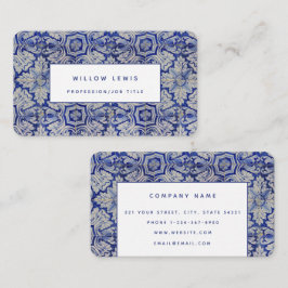 Vintage Blumen aus dem blauen und weißen Mittelmee Visitenkarte