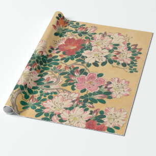 Vintage Blumen Azalee Japanische Malerei Geschenkpapier