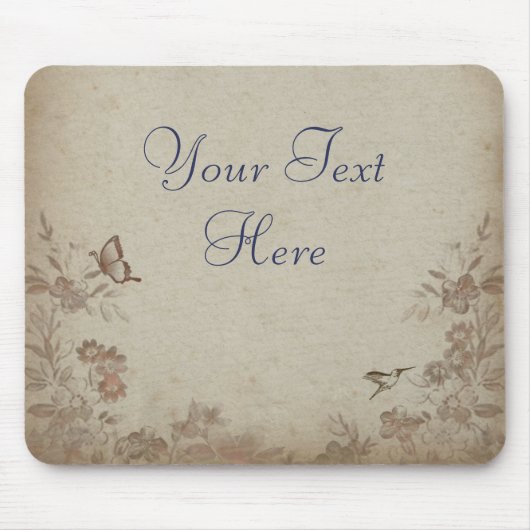 Vintage Blumen Beige Mousepad (Vorne)