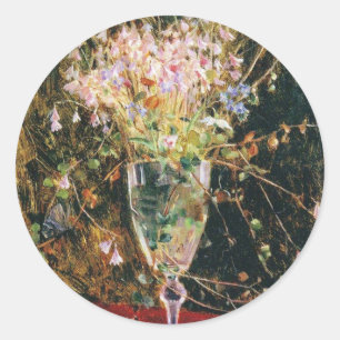 Vintage-Blumen blau Maria Wiik Linnea Borealis Runder Aufkleber