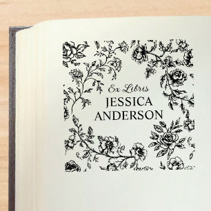 Vintage-Blumen-Blumen-Ex-Libris-Bookplate Permastempel