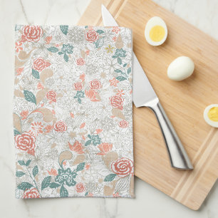 Vintage Blumen Blumen Nahtloses Muster Geschirrtuch