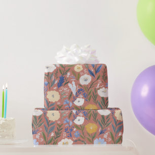 Vintage-Blumen-Botanik-Braun-Aquarell Geschenkpapier