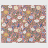 Vintage-Blumen-Botanik-Braun-Aquarell Geschenkpapier (Flach)