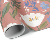 Vintage-Blumen-Botanik-Braun-Aquarell Geschenkpapier (Rolleneckpunkt)