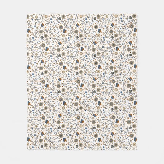Vintage-Blumen-Botanik-Design Fleecedecke (Vorderseite)