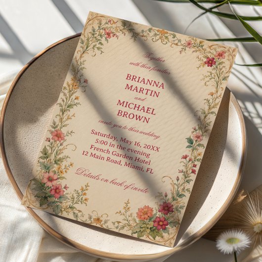 Vintage Blumen Botanik Einladung