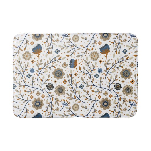 Vintage-Blumen-Botanik-Musterdesign Badematte (Vorderseite)