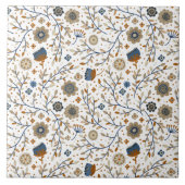 Vintage-Blumen-Botanik-Musterdesign Fliese (Vorderseite)