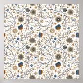 Vintage-Blumen-Botanik-Musterdesign Poster (Vorne)