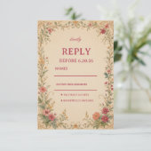 Vintage-Blumen-Botanik RSVP Karte (Stehend Vorderseite)