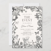 Vintage-Blumen botanisch Einladung (Vorderseite)