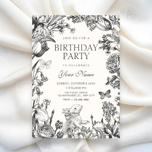 Vintage-Blumen botanischer Geburtstag Einladung