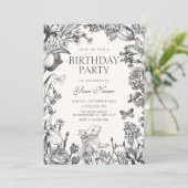 Vintage-Blumen botanischer Geburtstag Einladung (Stehend Vorderseite)