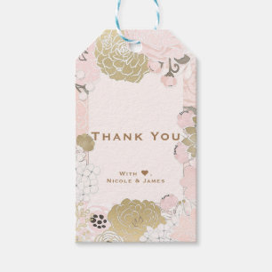 Vintage Blumen Botanischer Glam Blush Rosa & Gold Geschenkanhänger