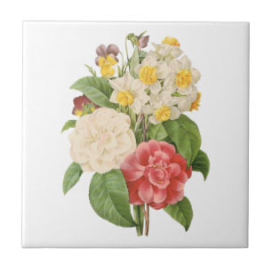 Vintage-Blumen Camelia Narzissen Blumen von Redout Fliese