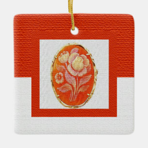 Vintage-Blumen-Cameo-Muttertag Keramikornament