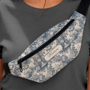 Vintage Blumen Chic Blaue Toile de Jouy Monogramm Bauchtasche