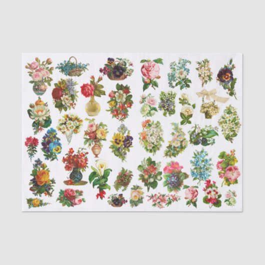 Vintage-Blumen-Collage-Decoupage-Drucke Seidenpapier (Vorderseite)