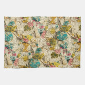 Vintage-Blumen-Collage mit gealterter Papiertextur Geschirrtuch (Horizontal)