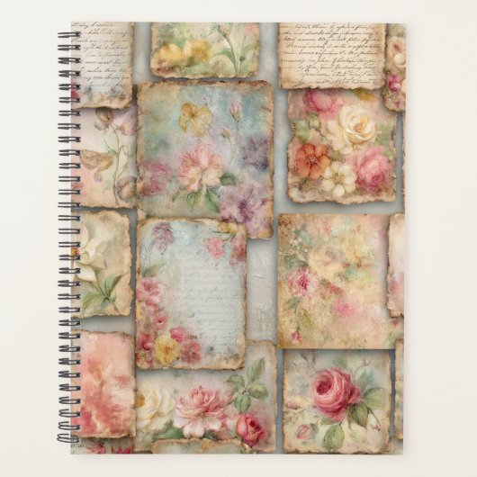 Vintage Blumen-Collage Planer (Vorderseite)