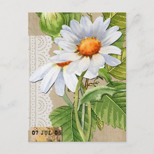 Vintage-Blumen-Collage Postkarte (Vorderseite)
