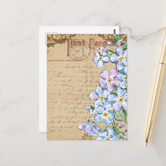 Vintage-Blumen-Collage Postkarte (Vorderseite/Rückseite Beispiel)