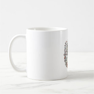 Vintage-Blumen-Curly-Hund-Porträt-T-Shirt-Design_1 Kaffeetasse