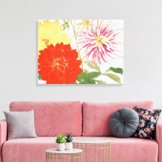 Vintage-Blumen-Dahlie Japanische Kunst Leinwanddruck