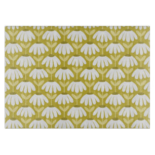 Vintage-Blumen-Daisy-Muster Dunkles Gold & Oliv Schneidebrett