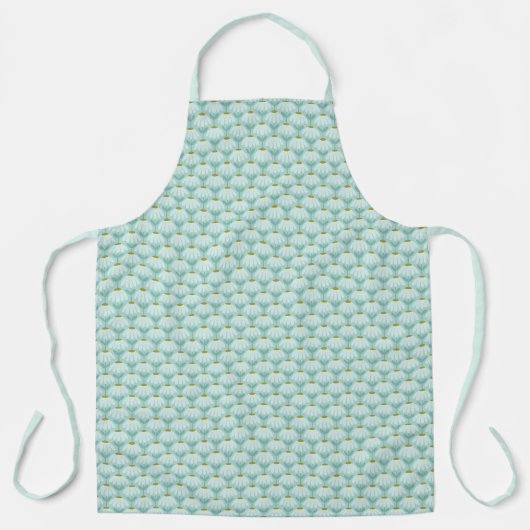 Vintage Blumen-Daisy-Muster Teal Blau & Oliv Schürze (Vorderseite)