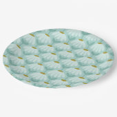Vintage-Blumen-Daisy-Muster Teal Blau & Olive Pappteller (Schrägansicht)