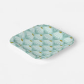 Vintage-Blumen-Daisy-Muster Teal Blau & Olive Pappteller (Gewinkelt)