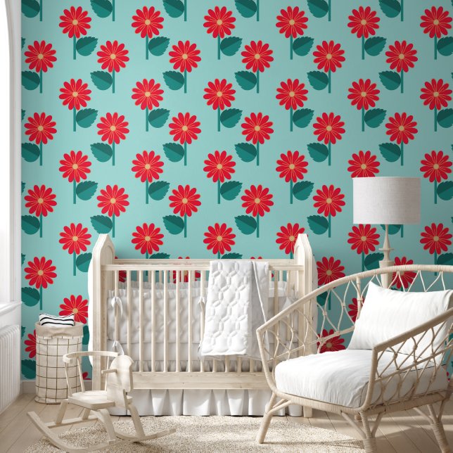 Vintage-Blumen-Daisy-Muster-Wanddekoration Tapete (Kinder)