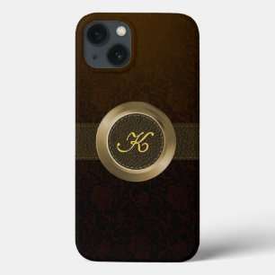 Vintage Blumen-Damaske/Elegantes Leder/Gold-Metall Case-Mate iPhone Hülle