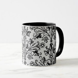 Vintage-Blumen-Damaskus-Ätzung auf grungigem Grau Tasse