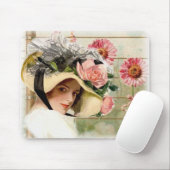 Vintage Blumen-Dame Mousepad (Mit Mouse)