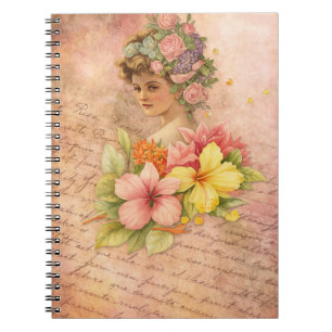 Vintage-Blumen-Damen-Notizbuch – Romantischer vikt Notizblock