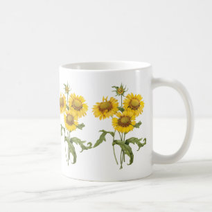 Vintage-Blumen-Deckenblume-Sonnenblume von Redoute Kaffeetasse