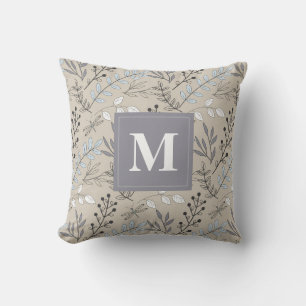 Vintage Blumen-DragonFly-Muster-Monogramm Kissen